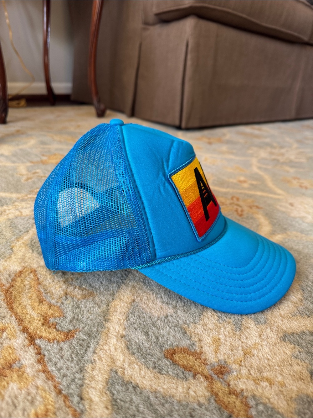 Aviator Nation Blue Trucker Hat with Rainbow Patch Logo - Picture 2 of 3